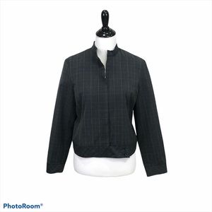 Nine & Co Petite Stretch gray full zip no collar cropped lined jacket